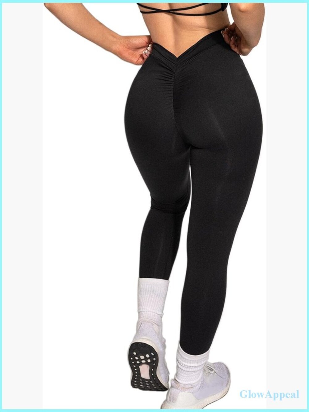 High Waisted V Back Scrunch Leggings Workout Yoga Gym Tights